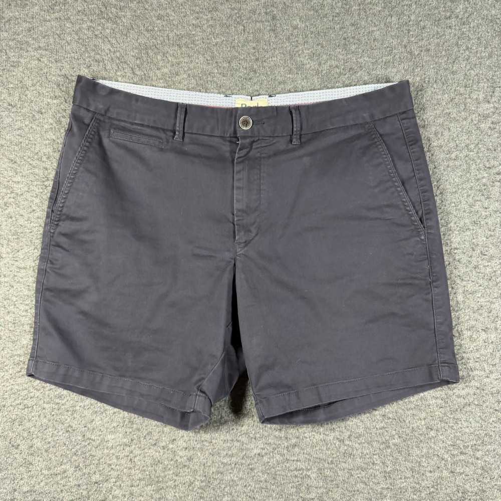 Perk Mens Slim Fit Stretch Chino Shorts Navy Blue Size 36 Cotton Blend